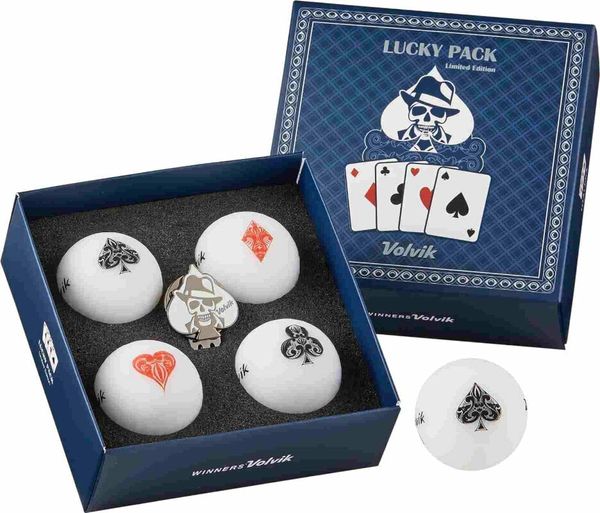 Volvik Volvik Vivid Lucky 4 Pack Golf Balls Plus Ball Marker White