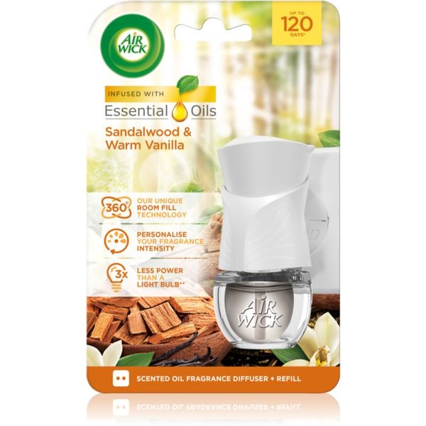 Air Wick Air Wick Electric Sandalwood & Vanilla električni osvježivač zraka s punjenjem 19 ml