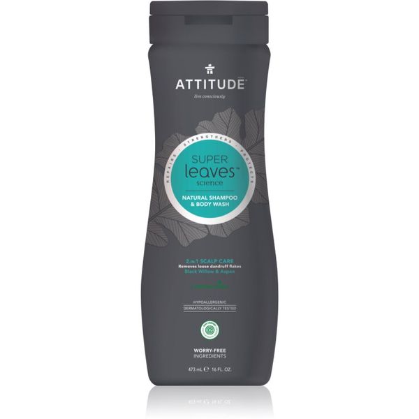 Attitude Attitude Super Leaves Scalp Care Black Willow & Aspen gel za tuširanje i šampon 2 u 1 za muškarce 473 ml
