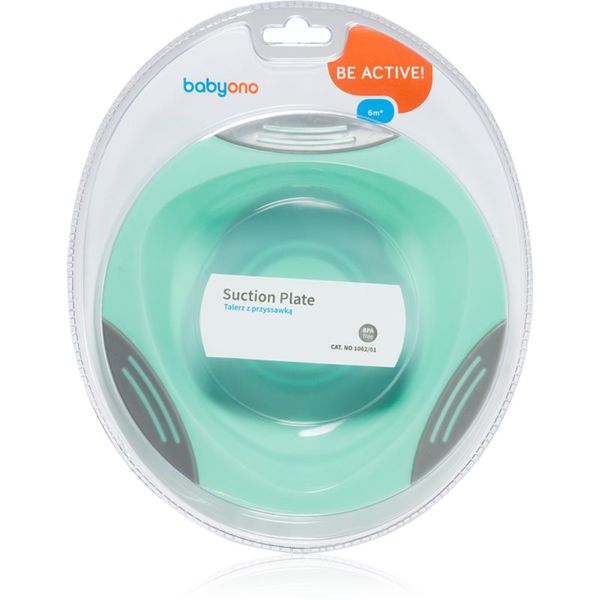 BabyOno BabyOno Be Active Suction Plate tanjur s vakuumskim držačem Mint 6 m+ 1 kom