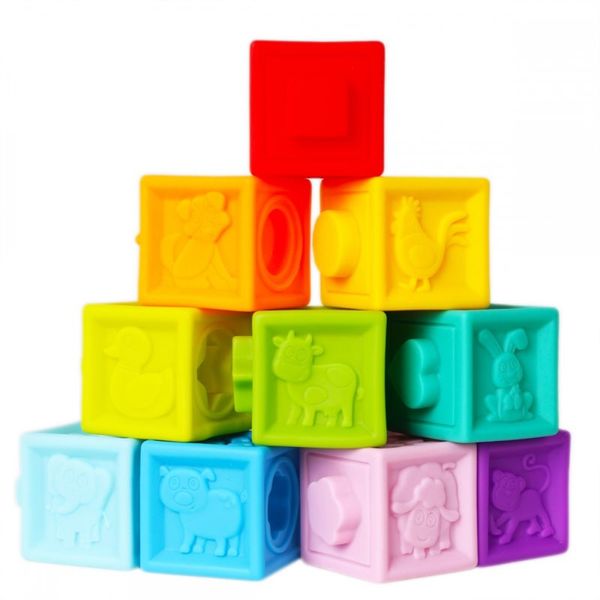 Bam-Bam Bam-Bam Rubber Blocks meke senzorne kocke za igru 6m+ Animals 10 kom