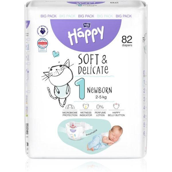 Bella Baby Happy BELLA Baby Happy Soft&Delicate Size 1 Newborn jednokratne pelene 2-5 kg 82 kom