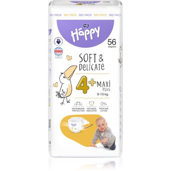 Bella Baby Happy BELLA Baby Happy Soft&Delicate Size 4+ Maxi Plus jednokratne pelene 9-15 kg 56 kom