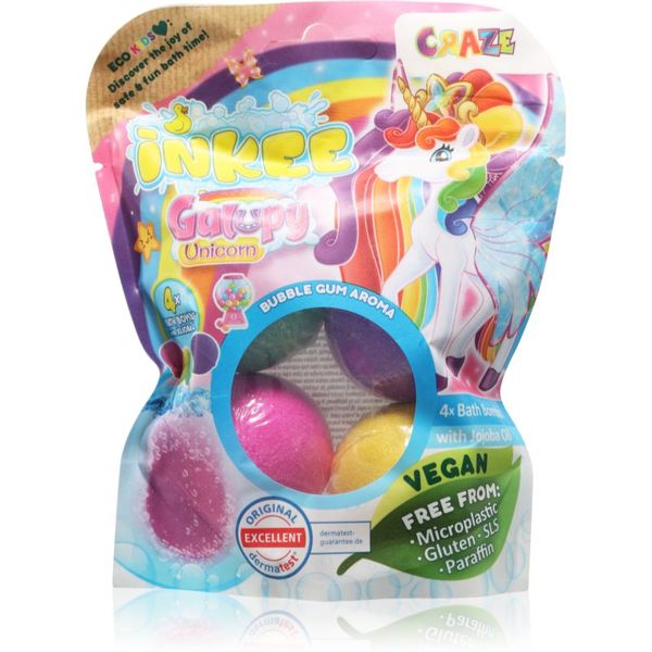 Craze Craze INKEE Unicorn bomba za kupanje za djecu 4x50 g