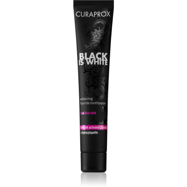 Curaprox Curaprox Black is White pasta za izbjeljivanje s aktivnim ugljenom i hidroksiapatitom okus Fresh Lime-Mint 90 ml