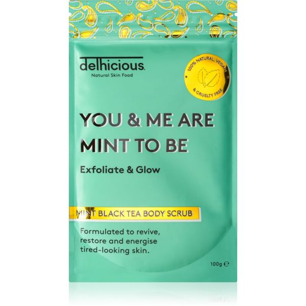 delhicious delhicious YOU & ME ARE MINT TO BE MINT BLACK TEA osvježavajući piling za tijelo za suhu kožu sklonu svrbežu 100 g