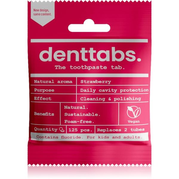 Denttabs Denttabs Brush Teeth Tablets Kids with Fluoride pasta za zube s fluoridom u tabletama za djecu Strawberry 125 tbl