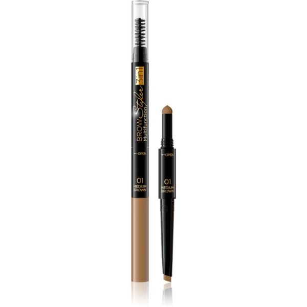 Eveline Cosmetics Eveline Cosmetics Brow Styler precizna olovka za obrve 3 u 1 nijansa 01 Medium Brown 1,2 g