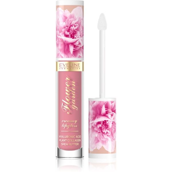 Eveline Cosmetics Eveline Cosmetics Flower Garden kremasto sjajilo za usne s hijaluronskom kiselinom nijansa 01 Delicate Rose 4,5 ml