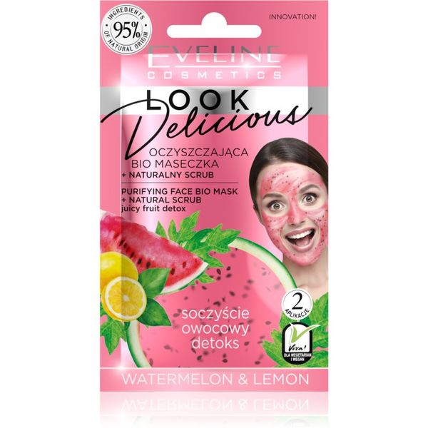 Eveline Cosmetics Eveline Cosmetics Look Delicious Watermelon & Lemon maska za hidrataciju i posvjetljivanje za umornu kožu 10 ml