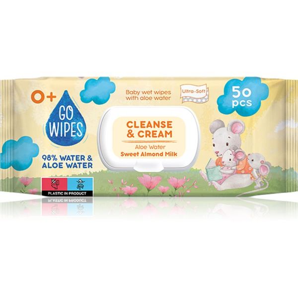 GoWipes GoWipes Cleanse & Cream Sweet Almond Milk dječje nježne vlažne maramice s aloe verom 50 kom