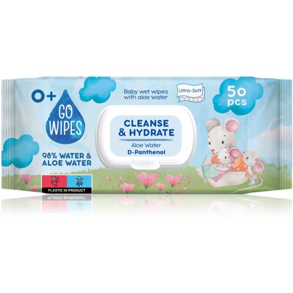 GoWipes GoWipes Cleanse & Hydrate dječje nježne vlažne maramice za osjetljivu kožu aloe vera 0+ 50 kom
