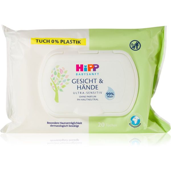 Hipp Hipp Babysanft Face & Hands vlažne maramice za čišćenje za djecu od rođenja 20 kom