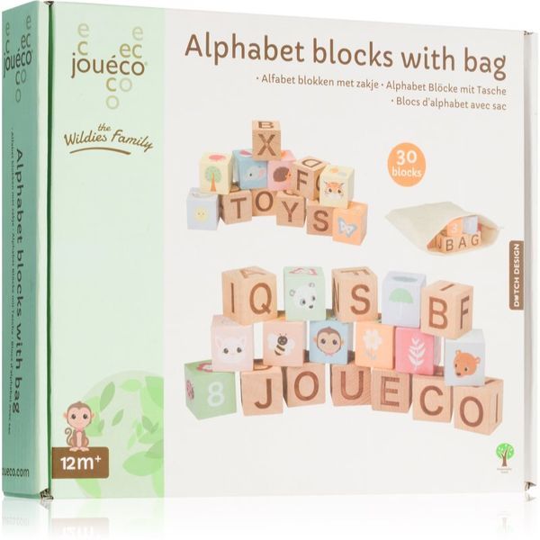 Jouéco Jouéco The Wildies Family Alphabet Blocks with Bag kocke od drva 12 m+ 30 kom