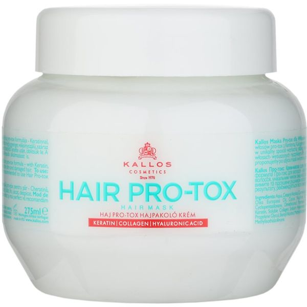 Kallos Kallos Hair Pro-Tox maska za slabu i oštećenu kosu s kokosovim uljem, hijaluronskom kiselinom i kolagenom 275 ml