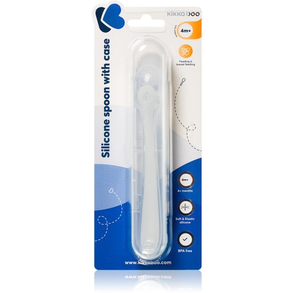 Kikkaboo Kikkaboo Silicone Spoon in a Case žličica s etuijem 4 m+ Blue 1 kom