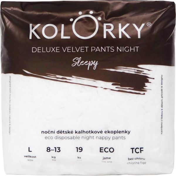Kolorky Kolorky Deluxe Velvet Pants Night Sleepy jednokratne pelene-gaćice za noć L 8-13 kg 19 kom