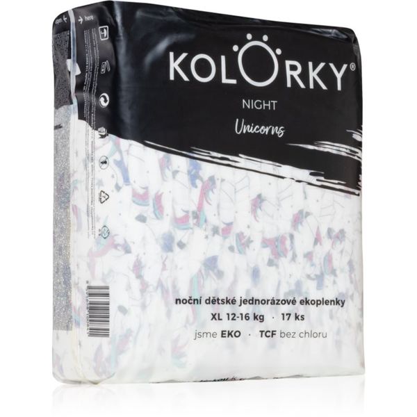 Kolorky Kolorky Night Unicorn jednokratne EKO pelene za potpunu zaštitu tijekom noći veličina XL 12-16 Kg 17 kom
