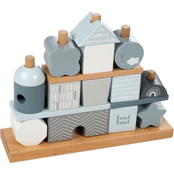 Label Label Label Label Stacking Blocks House kocke od drva Blue 1 kom