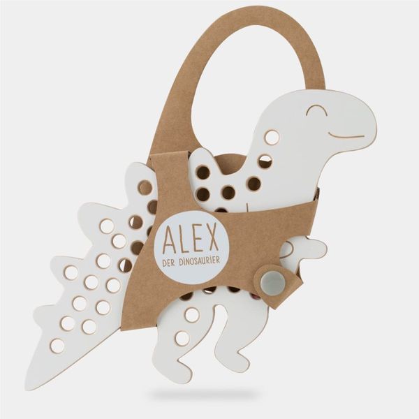 Milin Milin Big Wooden Lacing Toy Dinosaur Alex aktivna igračka 22 cm x 15 cm x 0,7 cm 1 kom