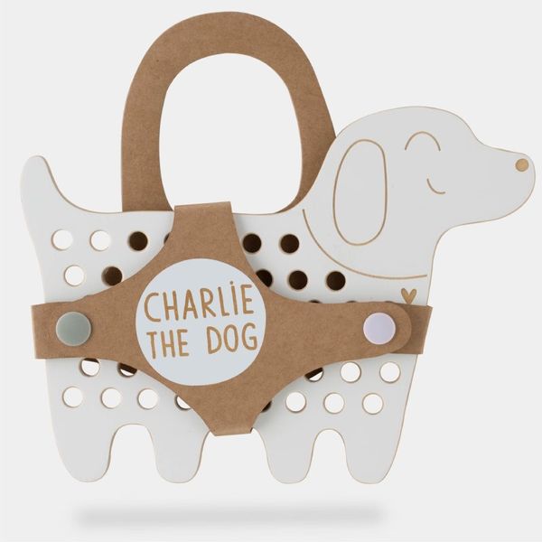 Milin Milin Big Wooden Lacing Toy Dog Charlie aktivna igračka 15 cm x 20 cm x 0,7 cm 1 kom