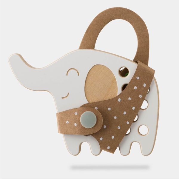 Milin Milin Small Wooden Lacing Toy Elephant aktivna igračka 8,5 cm x 12,5 cm x 0,7 cm 1 kom