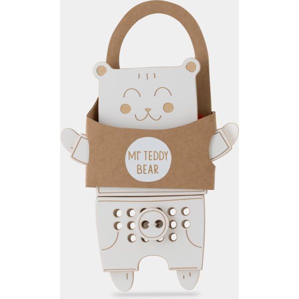 Milin Milin Wooden Lacing Toy Mr. Teddy aktivna igračka 22 cm x 17 cm x 0,7 cm 1 kom