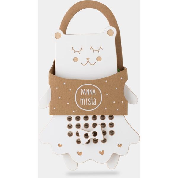 Milin Milin Wooden Lacing Toy Mrs. Teddy aktivna igračka 22 cm x 16 cm x 0,7 cm 1 kom