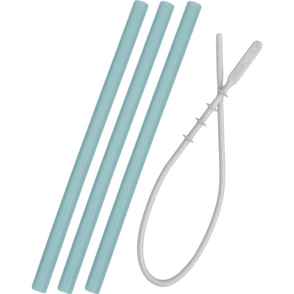 Minikoioi Minikoioi Flexi Straw with Cleaning Brush silikonska slamčica sa četkicom Aqua Green 3 kom