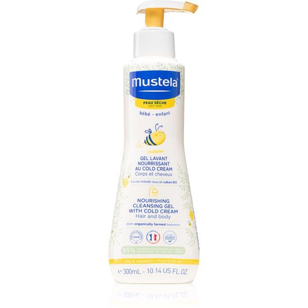 Mustela Mustela Bébé Dry Skin hranjivi gel za čišćenje sa zaštitnom kremom za regeneraciju kožne barijere za djecu od rođenja 300 ml