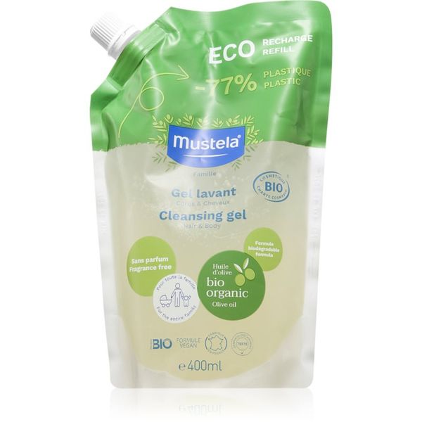 Mustela Mustela BIO gel za pranje tijela i kose za djecu od rođenja zamjensko punjenje 400 ml