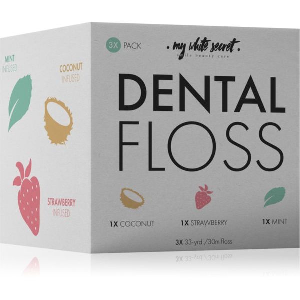 My White Secret My White Secret Dental Floss zubni konac Coconut, Mint, Strawberry 3 kom