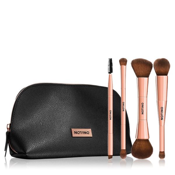 Notino Notino Luxe Collection Double sided brush set with cosmetic bag Set kistova s torbicom