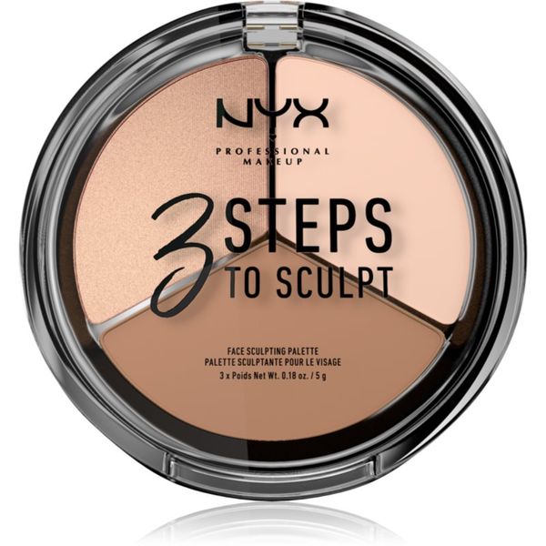 NYX Professional Makeup NYX Professional Makeup 3 Steps To Sculpt paleta za konturiranje nijansa 01 Fair 15 g