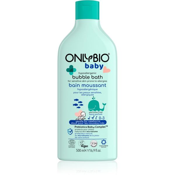 OnlyBio OnlyBio Baby Hypoallergenic pjena za kupanje za osjetljivo lice sklono alergijama za djecu od rođenja 500 ml