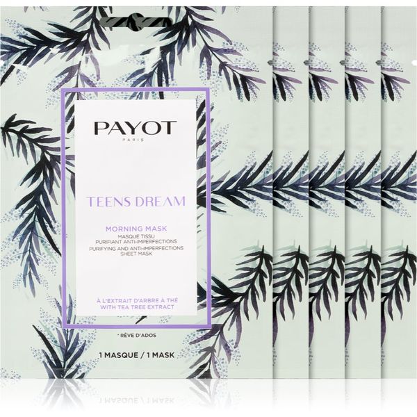 Payot Payot Morning Mask Teens Dream Sheet maska za čišćenje i osvježavanje lica za mješovitu i masnu kožu 5 kom