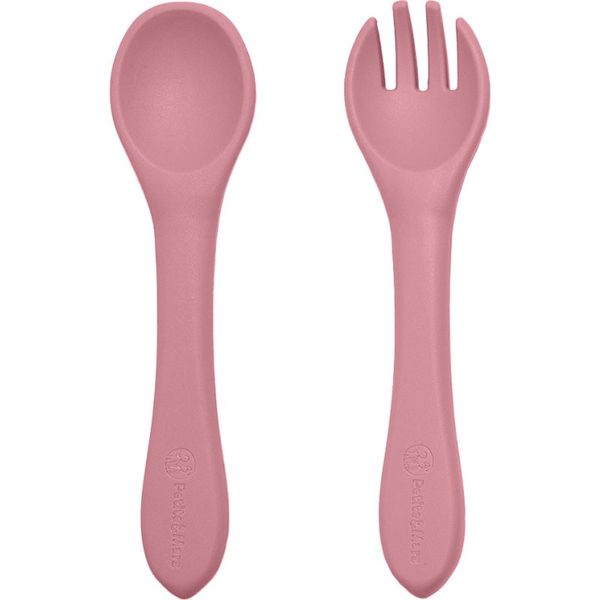 Petite&Mars Petite&Mars Take&Match Silicone Cutlery pribor Dusty Rose 6 m+ 2 kom