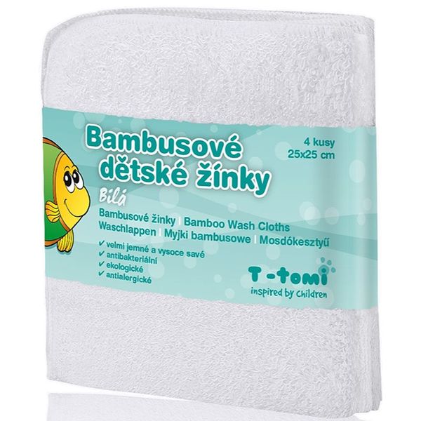 T-Tomi T-TOMI Bamboo Washcloth White spužvica za tijelo 25x25 cm 4 kom