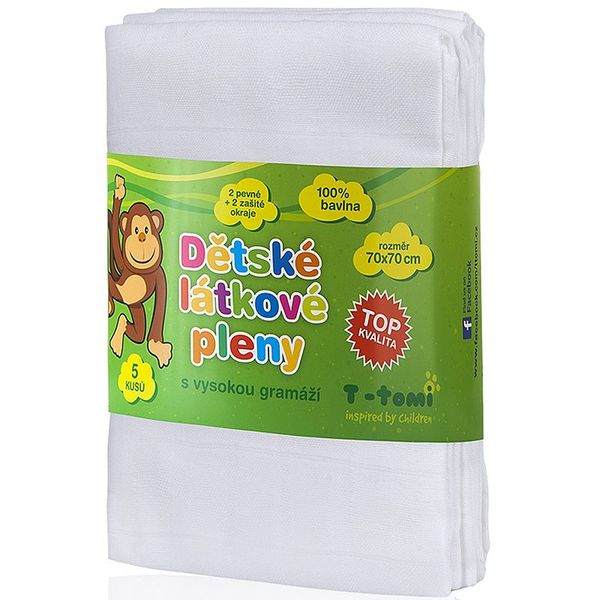 T-Tomi T-TOMI TETRA White platnene pelene High Quality 70x70 cm 5 kom