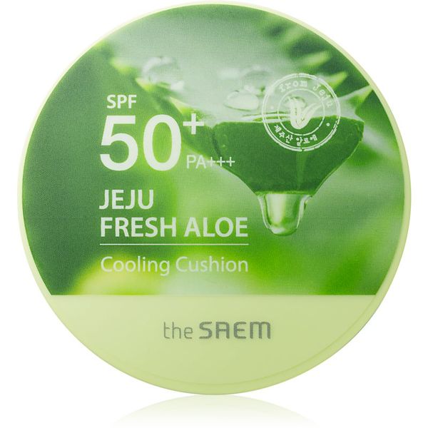 The Saem The Saem Jeju Fresh Aloe Cooling Cushion dugotrajni puder u spužvici SPF 50+ s umirujućim djelovanjem nijansa Natural Beige 12 g