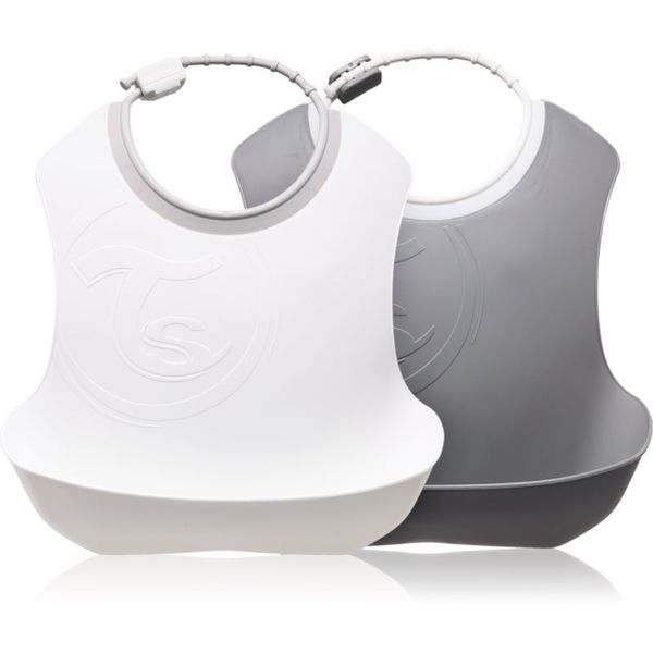 Twistshake Twistshake Bib podbradnik 4+m Pastel Grey White 2 kom
