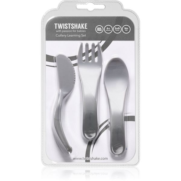 Twistshake Twistshake Learn Cutlery pribor za djecu 6+m Pastel Grey 3 kom