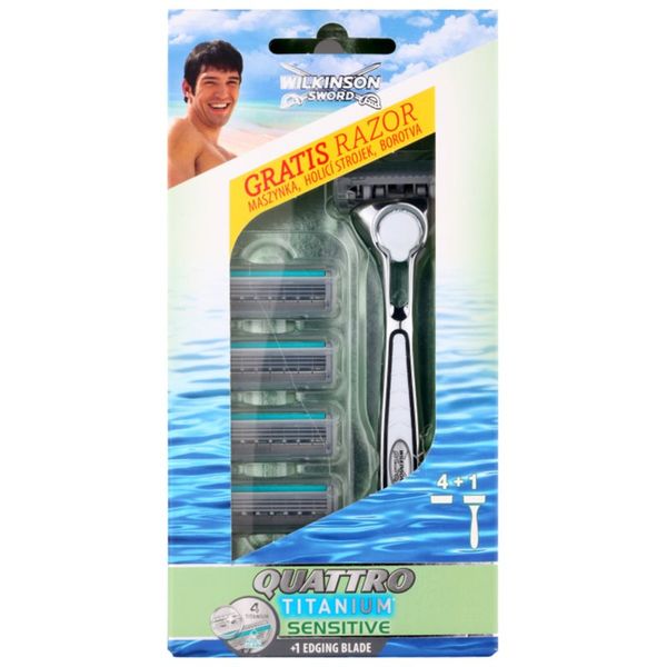 Wilkinson Sword Wilkinson Sword Quattro Titanium Sensitive brijač + zamjenske britvice 4 kom 1 kom