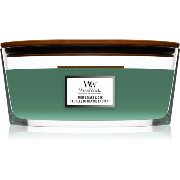 Woodwick Woodwick Mint Leaves & Oak mirisna svijeća s drvenim fitiljem (hearthwick) 453,6 g