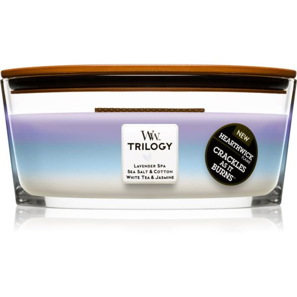Woodwick Woodwick Trilogy Calming Retreat mirisna svijeća s drvenim fitiljem (hearthwick) 453.6 g