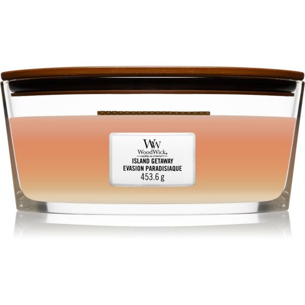 Woodwick Woodwick Trilogy Island Getaway mirisna svijeća s drvenim fitiljem (hearthwick) 453 g
