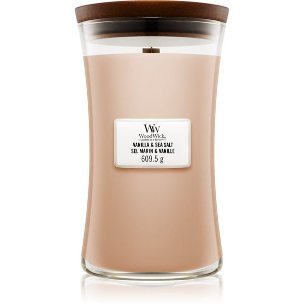 Woodwick Woodwick Vanilla & Sea Salt mirisna svijeća s drvenim fitiljem 609.5 g