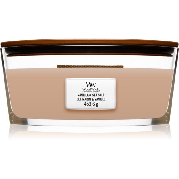 Woodwick Woodwick Vanilla & Sea Salt mirisna svijeća s drvenim fitiljem (hearthwick) 453.6 g