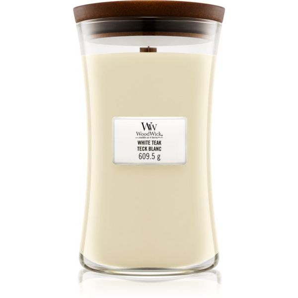 Woodwick Woodwick White Teak mirisna svijeća s drvenim fitiljem 609.5 g