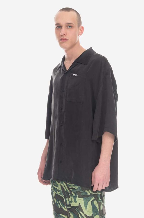 032C Košulja32C Inverted Bowling Shirt za muškarce, boja: crna, relaxed, SS23-W-0070